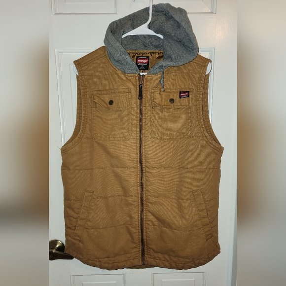 Wrangler Workwear Canvas Vest With Quilted Lining And Gray Hood , Size L (42/44) - Picture 1 of 4